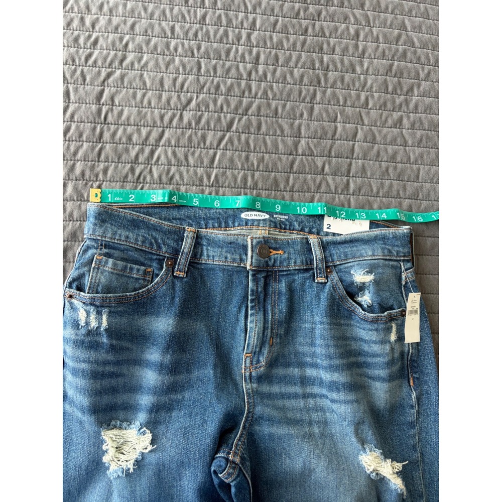 NWT Old Navy Boyfriend‎ Mid-Rise Distressed Jeans Medium Wash Blue Size 2 NEW - Picture 7 of 9